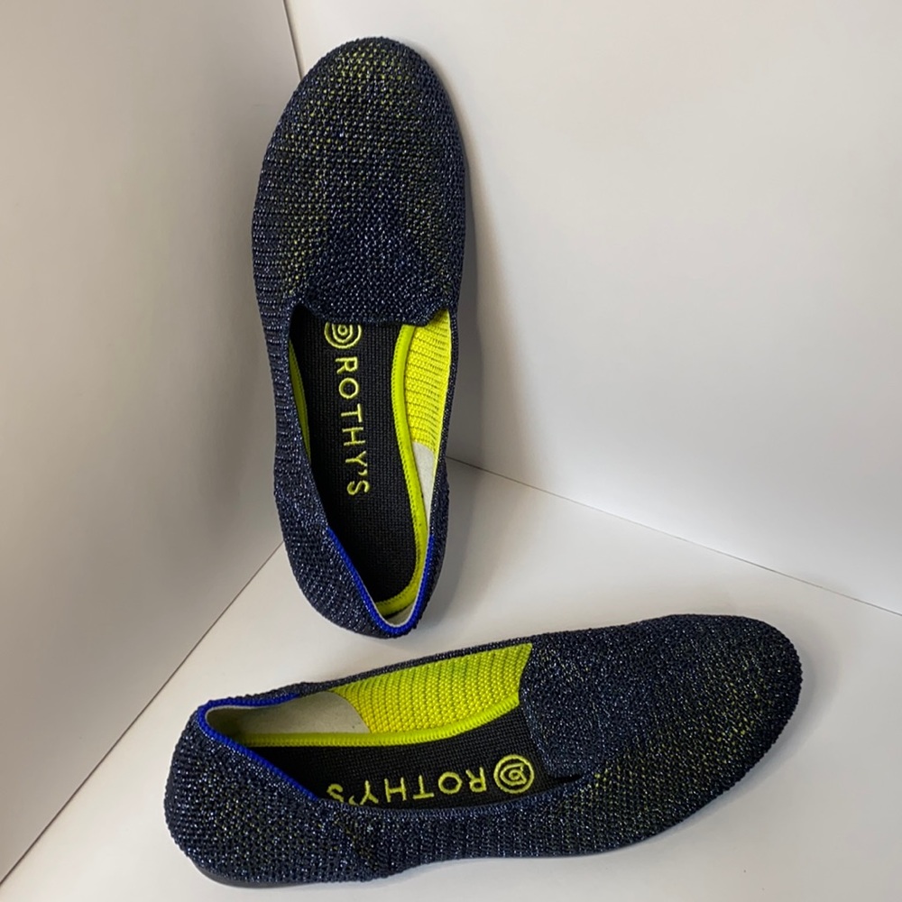 Rothy’s Size 7 Blue and Green Metallic Loafers